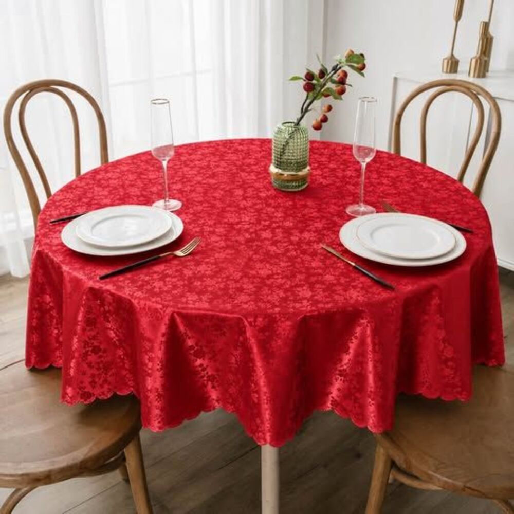Round Waterproof Heavy Duty Vinyl Tablecloths, 60 x 60 Inch
